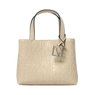 A|X Armani Exchange Tassen, Dames, Beige, ONE Size, Embossed Logo Tote Bag