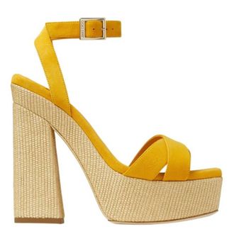 Jimmy Choo London Gaia 140 Raffia Platform Sandals, Brand Size 36.5 ( US Size 6.5 )