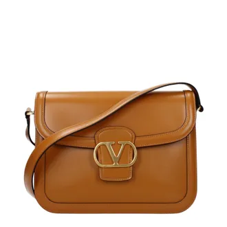 Valentino Garavani Herens Schoudertassen Bruin Leer/Goudbruin