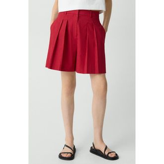Theory Pleated Linen Blend Shorts in Cherry at Nordstrom Rack, Size 14
