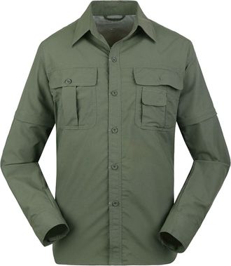 Generic Mens Outdoor Shirt Quick Dry Long Sleeve Shirts Safari Shirts Button-down Shirt Breathable Wicking Quick Drying Outdoor Shirts With Pockets For Hiking