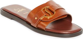 Christian Louboutin Chamebelimule Slide Sandal in Dark Carmine/Lin Cognac at Nordstrom, Size 10.5Us