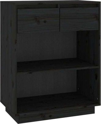 vidaXL Console Cabinet Black 60x34x75 cm Solid Wood Pine Vidaxl