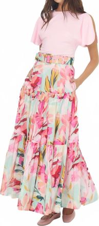 Hutch Teigan Skirt In Mint/multi Overlay Tropical