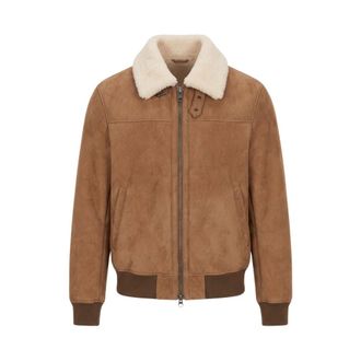 STEWART Sean Shearling Jas - Heren - Bomber jackets - Bruin - 2XL - Leer - Jassen
