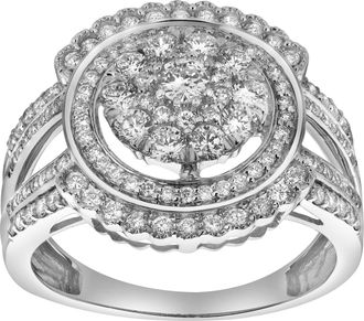 LuvMyJewelry Astrid 14K Gold Round Diamond Studded Cluster Ring - 0.97cts