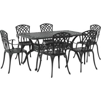 vidaXL Juego De Comedor De Jard&iacute;n De 7 Piezas De Aluminio Fundido Negro Vidaxl