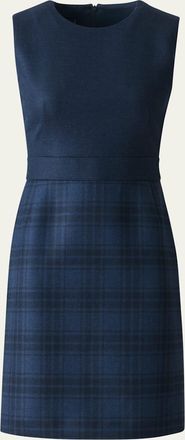 Akris Check Wool Double-Face Sleeveless A-Line Dress