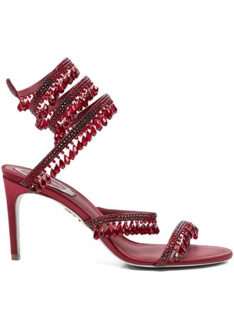Rene Caovilla 85 mm Chandelier sandalen met kristallen - Rood