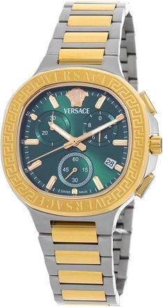 Versace V-Chrono Square Chronograph Quartz Green Dial Watch VEVCA0624