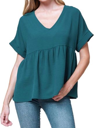 Entro Textured Babydoll Top In Teal
