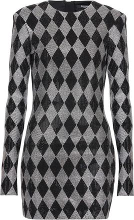 Balmain Korte diamanten strass jurk - Dames - Feestkleedjes - Veelkleurig - XS - Kleedjes