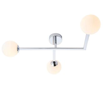 Loops Polished Chrome Semi Flush Bathroom Ceiling Light & Opal Glass Shade - 3 Bulb in Clear