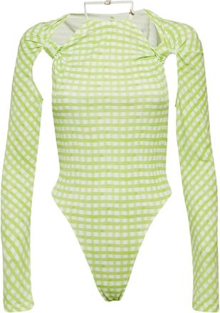 Jacquemus Nodi check-print knotted bodysuit - Green