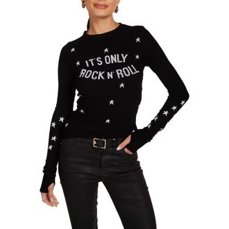 Lauren Moshi McKinley Only Rock n Roll Top in Black at Nordstrom, Size X-Large