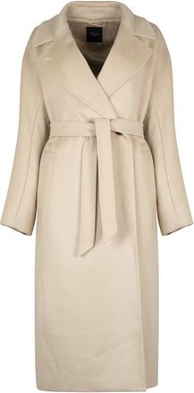 Max Mara Double-breasted wollen jas met riem - Dames - Jas met riem - Beige - XS - Wol - Jassen