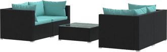 vidaXL 5 Pcs Garden Lounge Set Con Coj&iacute;n De Empuje De Terciopelo