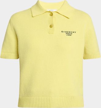 Givenchy Embroidered Short-Sleeve Wool-Cashmere Polo
