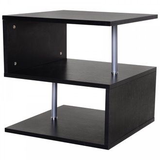 HOMCOM 50Lx50Wx50H cm Wooden Side S Shape Cube Coffee Console Table 2-Tier Storage Shelves Organizer Stand Display-Black - Home Living | TJ Hughes Black