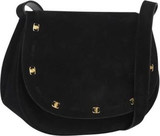 Ferragamo Pre-owned Cross Body Bags, female, Black, Size: ONE SIZE Pre-owned Suede Shoulder Bag