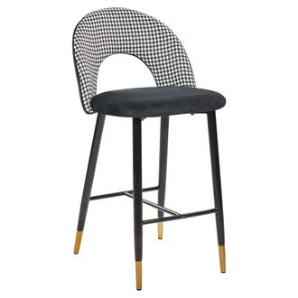 Beliani Beliani - Conjunto De 2 Sillas De Bar De Terciopelo Negro Blanco Dorado Metal Retro Comedor Falton