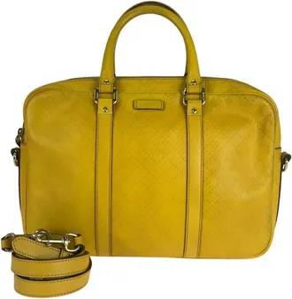 Gucci Yellow Calfskin Diamante Briefcase (Authentic Pre-Loved)