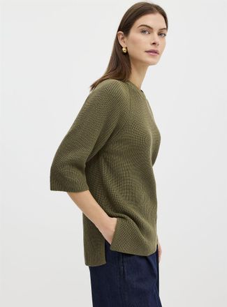 Contemporaine Womens Raglan-sleeve Tunic Top sweater