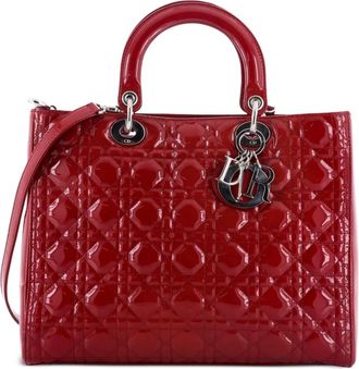 Dior Lady Dior Bag Cannage Quilt Patent Large satchel - Rood