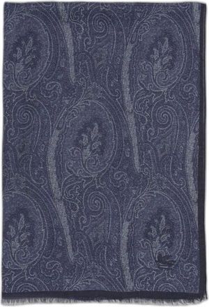 Etro Paisley Jacquard Sjaal - Heren - Accessoires - Blauw - Maat: ONE Size Zijde