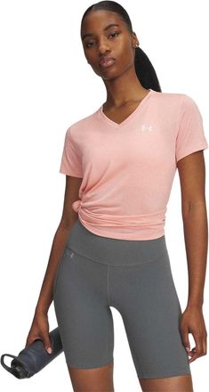 Under Armour T-shirt met gedraaide V-hals en losse pasvorm voor dames (Lichtroze)
