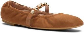 Stuart Weitzman Goldie Stud Ballet Flat in Doe Sport Suede at Nordstrom, Size 6.5