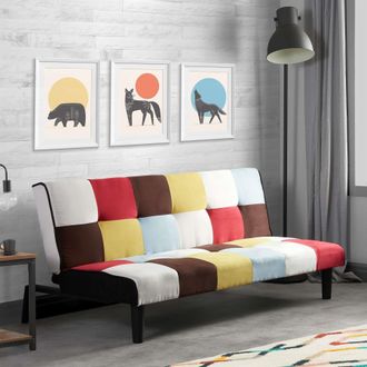 Birlea Multi Coloured Sofa Bed Birlea Rainbow 3 Seater Settee Fabric Scandinavian Retro