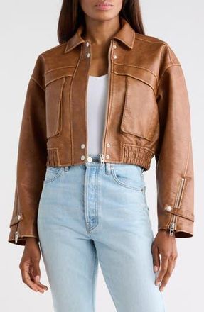 Blank NYC Faux Leather Bomber Jacket in Golden Tan at Nordstrom Rack, Size X-Small