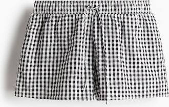 H&M Schlupfshorts aus Baumwolle - Schwarz/Gingham-Karo