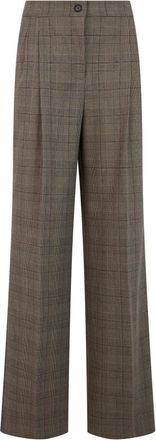 Pinko Wijde broek met ruitpatroon - Dames - Wijde Broeken - Bruin - M - Wol - Broeken