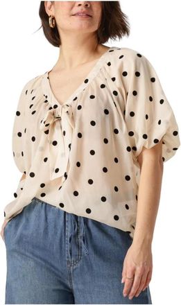 Lollys Laundry Overhemden, Dames, Beige, XS, Elegante Cr&egrave;me Blouse Pinell