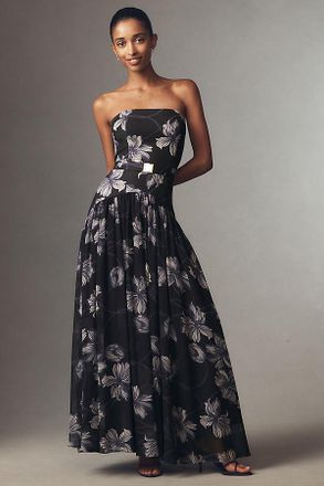 Hutch Carmel Strapless Belted Drop-Waist Maxi Dress