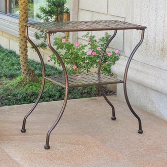International Caravan Inc Mandalay Iron Rectangular 2 Tier Table