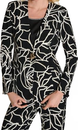 Joseph Ribkoff Lux Twill Foiled Floral Blazer In Black/vanilla