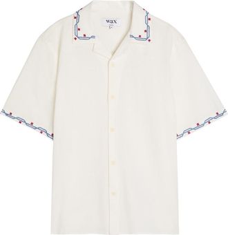 Wax London Didcot Embroidered Cotton and Linen-blend Shirt - White - Xxl