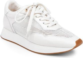 L'agence Deepa Mixed Media Running Sneaker in White Leather at Nordstrom, Size 8.5