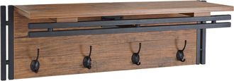 Hhg Hhg - Perchero De Pared 618, Estante Perchero, 4 Ganchos 24x75x24cm Estructura 3d, Aspecto Roble Salvaje