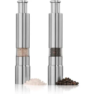 OEM Set Di 2 Macina Sale E Pepe, Macinapepe A Pulsante In Acciaio Inox, Macinapepe A Pollice Dal Design Moderno, Per Pepe Nero, Sale Marino E Sale Dellhim
