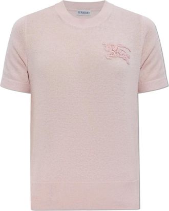 Burberry Anisa Short-Sleeve Cardigan - Dames - Ronde hals truien - Roze - S - Katoen - Truien & Vesten
