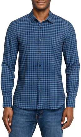 ConStruct Plaid Woven Long Sleeve Basic in Navy/black at Nordstrom, Size Xx-Large