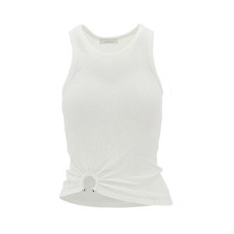 Paco Rabanne Ribbed tank top with piercing detail Woman 40