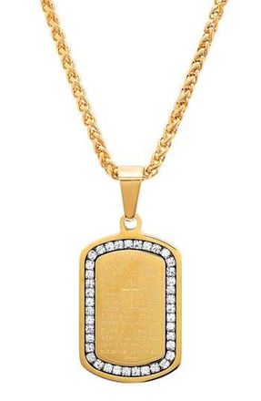 Steeltime Mens Prayer Tag Pendant Necklace in Gold at Nordstrom Rack