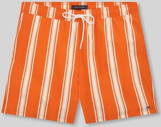 Tommy Hilfiger Regular Fit Badeshorts mit Allover-Muster in Orange, Gr&ouml;&szlig;e XXL