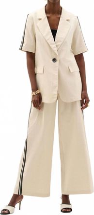 Joseph Ribkoff Woven Linen Straight Blazer In Neutral