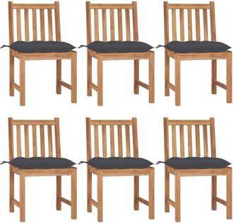 vidaXL Sillas De Jard&iacute;n 6 Unidades Madera Maciza De Teca Con Cojines Vidaxl